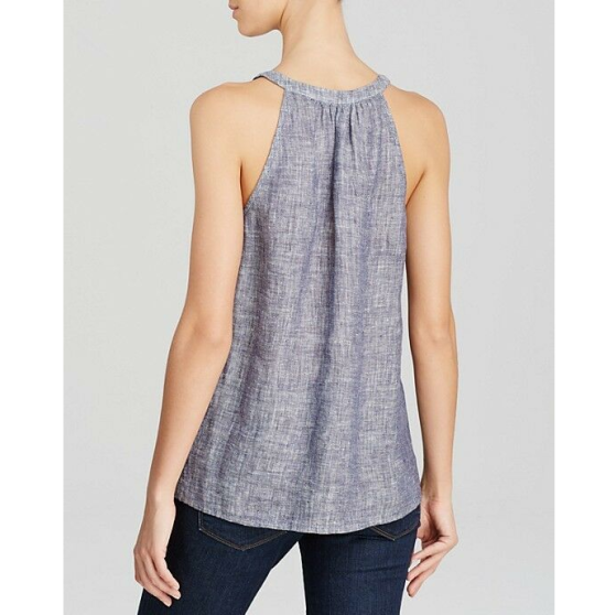 Joie Eniko G Crosshatch Sleeveless Linen Top, Dark Navy Blue