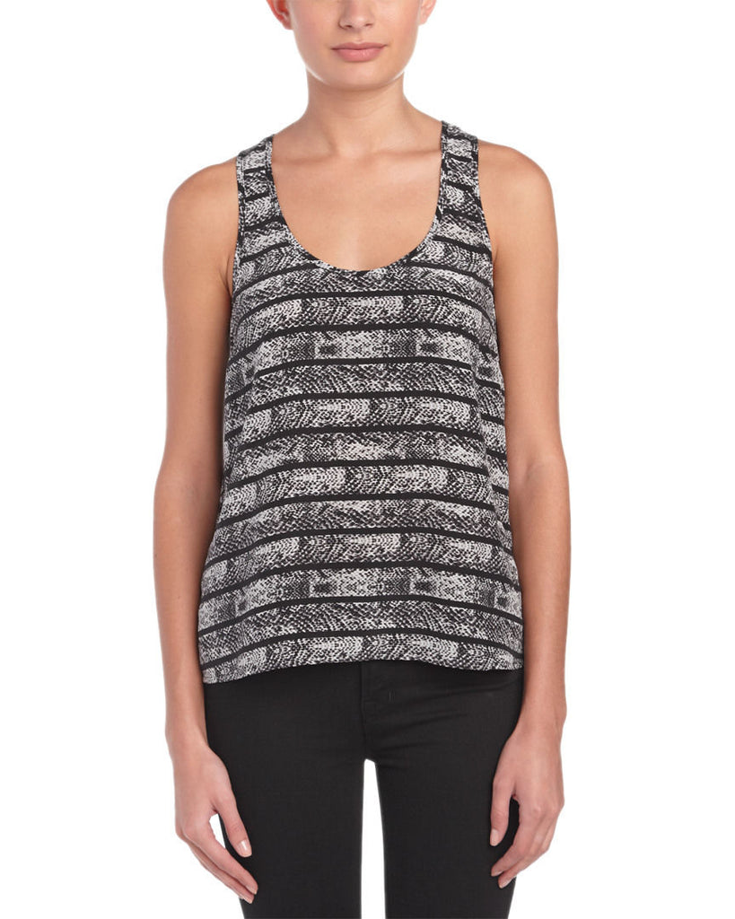 Joie 'Entera' Printed Silk Sleeveless Tank Top, Caviar Black