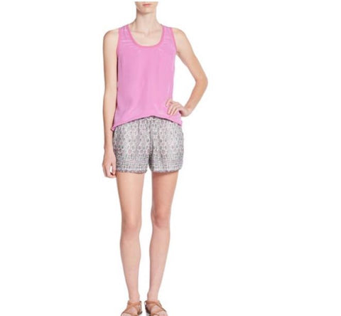 FRAME Linen-Blend Striped Paperbag Shorts, Off-White Multi