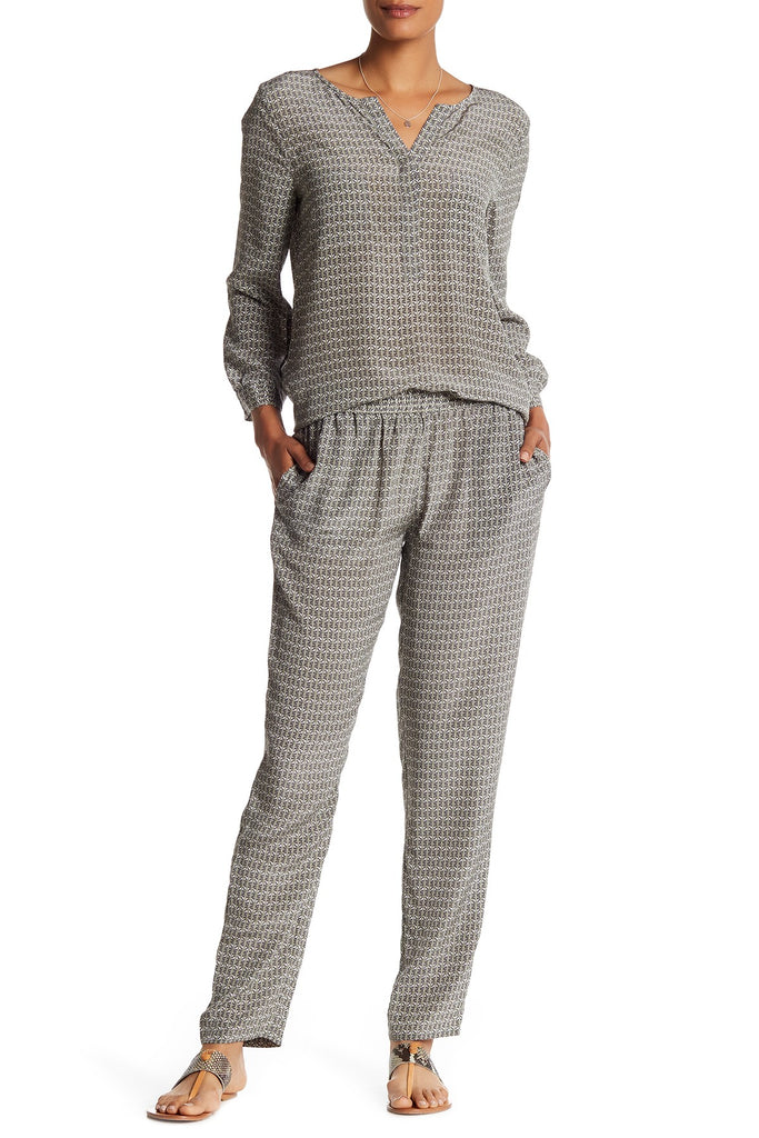 Joie 'Julietta' Printed Silk Elastic Waist Pants, Fatigue Green