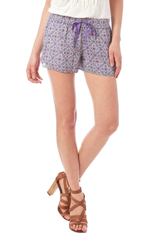 FRAME Linen-Blend Striped Paperbag Shorts, Off-White Multi