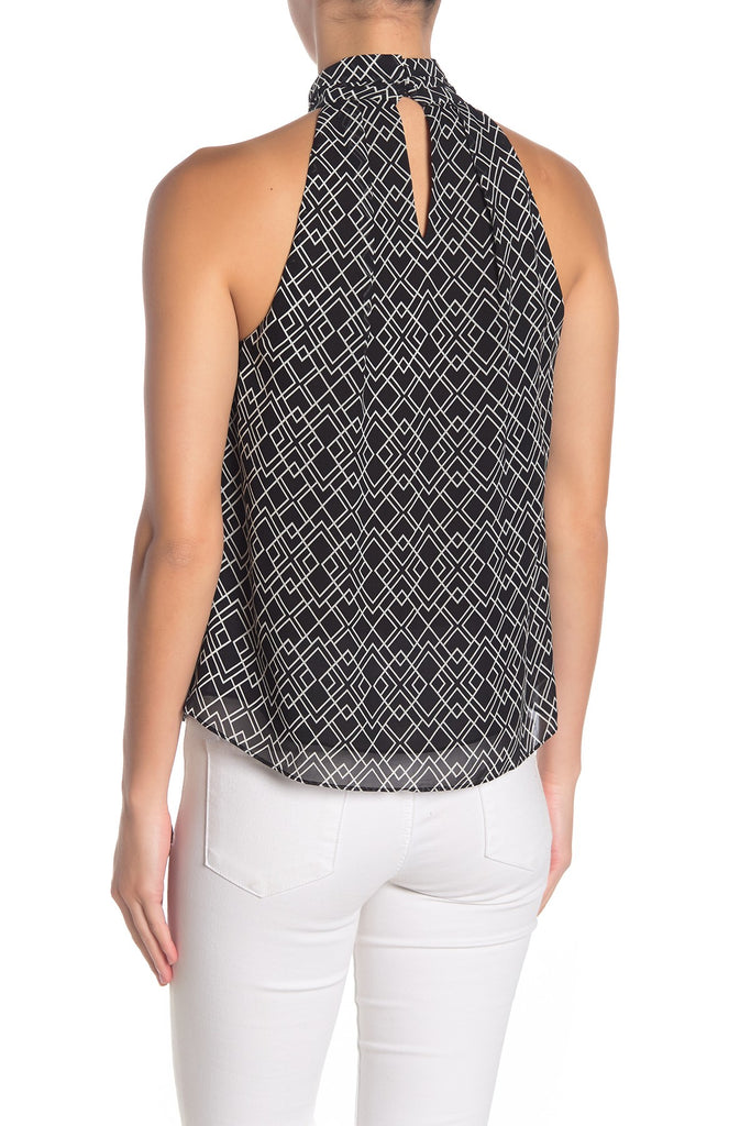 Joie Leikyn B Printed Silk Sleeveless Halter Top, Caviar