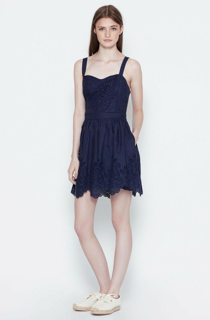 Joie Ornata Sleeveless Linen Lace Dress, Dark Indigo