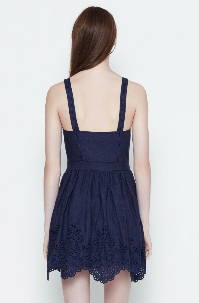 Joie Ornata Sleeveless Linen Lace Dress, Dark Indigo