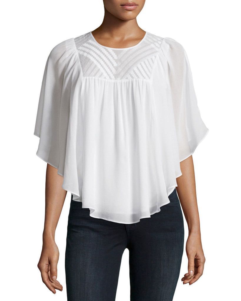 Joie 'Patel' Embroidered Silk Georgette Blouse, Porcelain