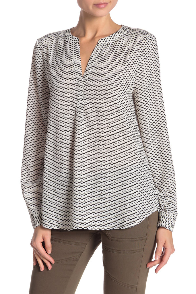 Joie Peterson B Geo-Print Long Sleeves Blouse, Porcelain