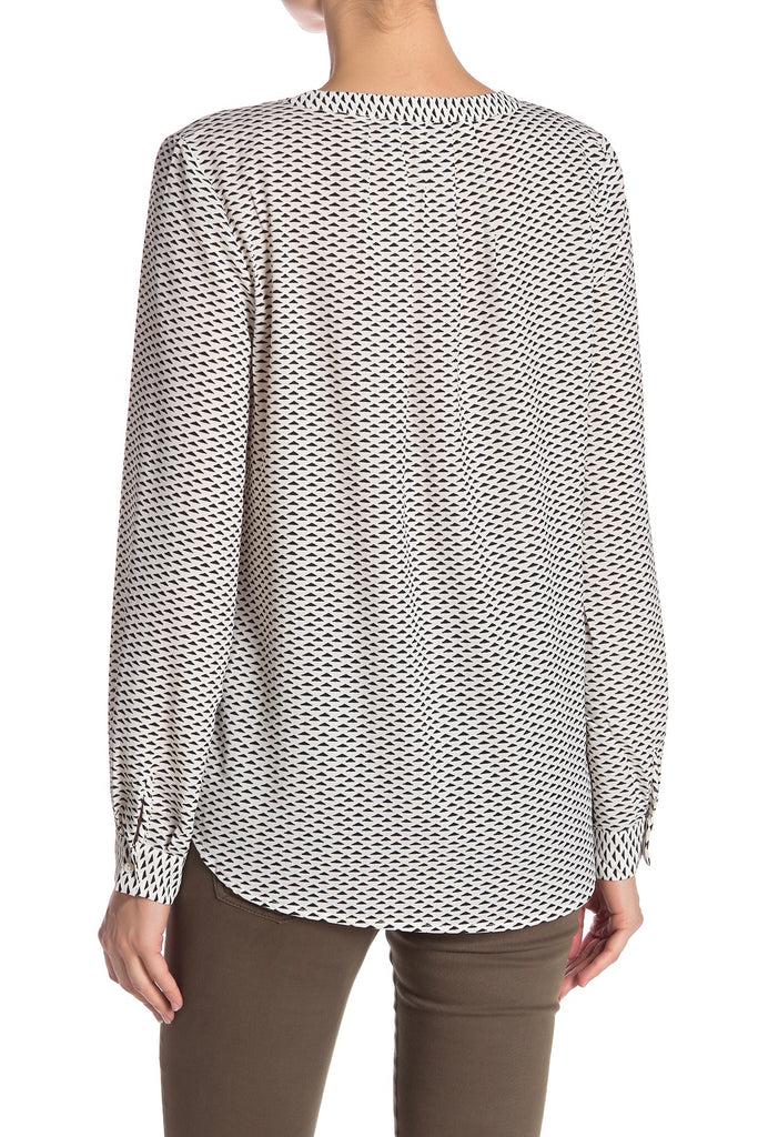 Joie Peterson B Geo-Print Long Sleeves Blouse, Porcelain