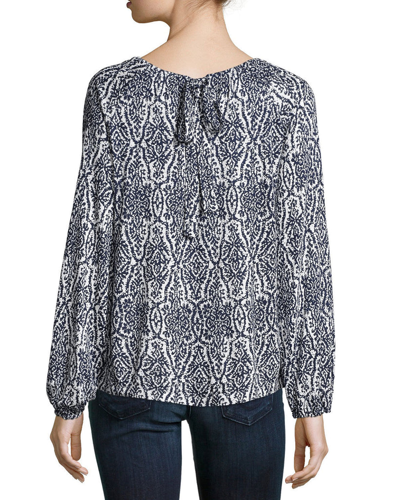 Joie 'Priscilla' Tie-Neck Printed Tunic Top, Dark Navy Blue
