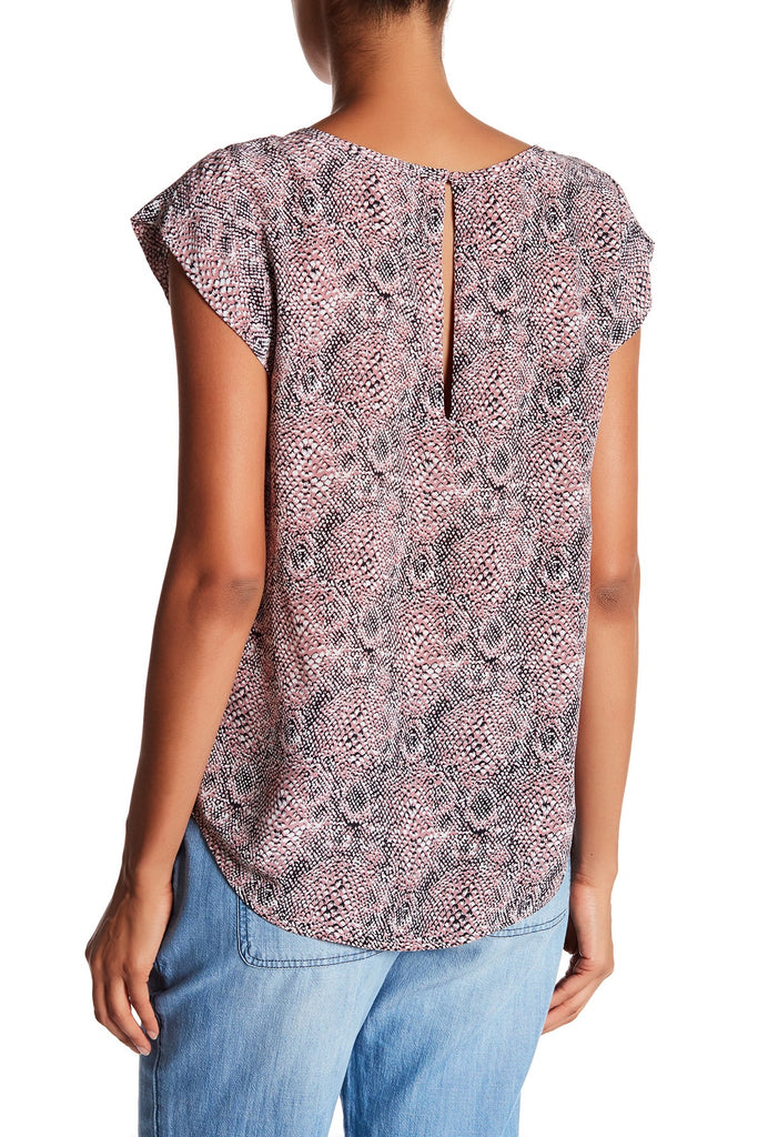 Joie Rancher B Snakeskin Print Silk Cap Sleeve Top, Medina Mauve