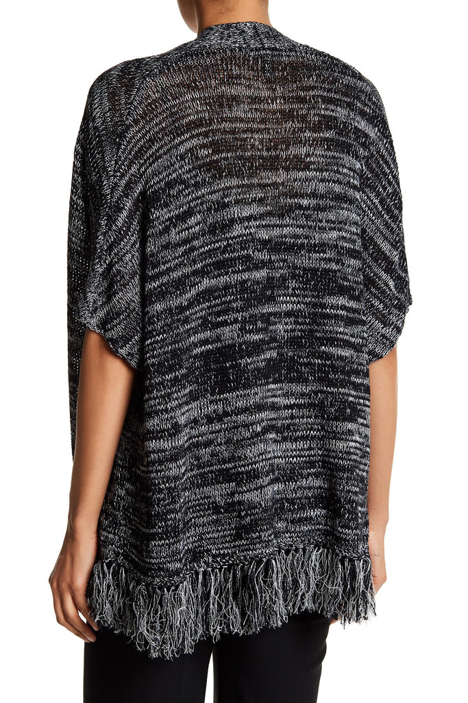 Joie 'Sona' Linen-Blend Fringe-Hem Cardigan, Caviar Grey Multi