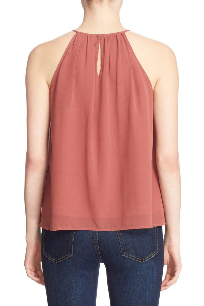 Joie 'Soseh' Smocked Silk Sleeveless Top, Burnt Terracotta
