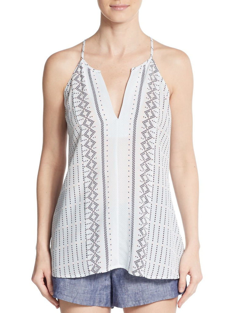 Joie 'Trinetta' Printed Silk Sleeveless Tank Top, Navy Blue/Pink