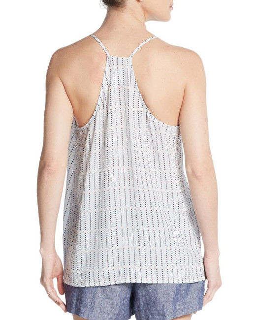 Joie 'Trinetta' Printed Silk Sleeveless Tank Top, Navy Blue/Pink