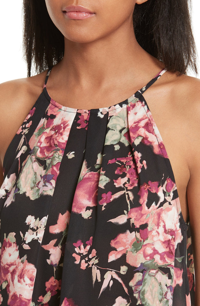 Joie Anatase C Floral Printed Silk Sleeveless Top, Caviar