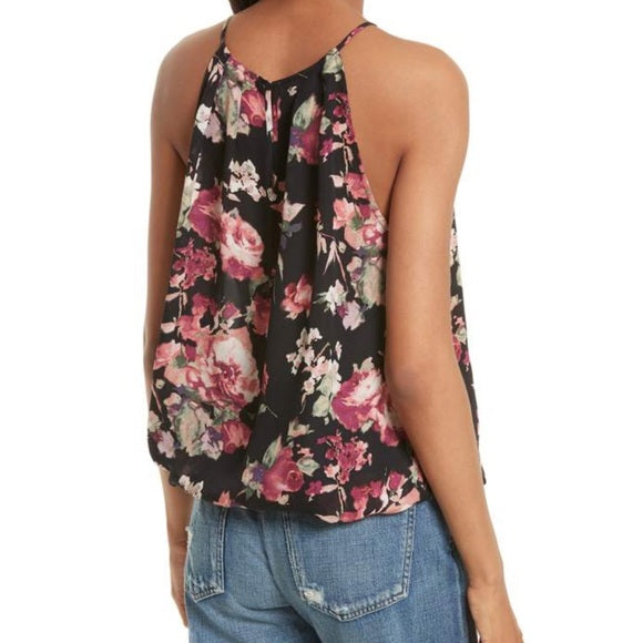 Joie Anatase C Floral Printed Silk Sleeveless Top, Caviar
