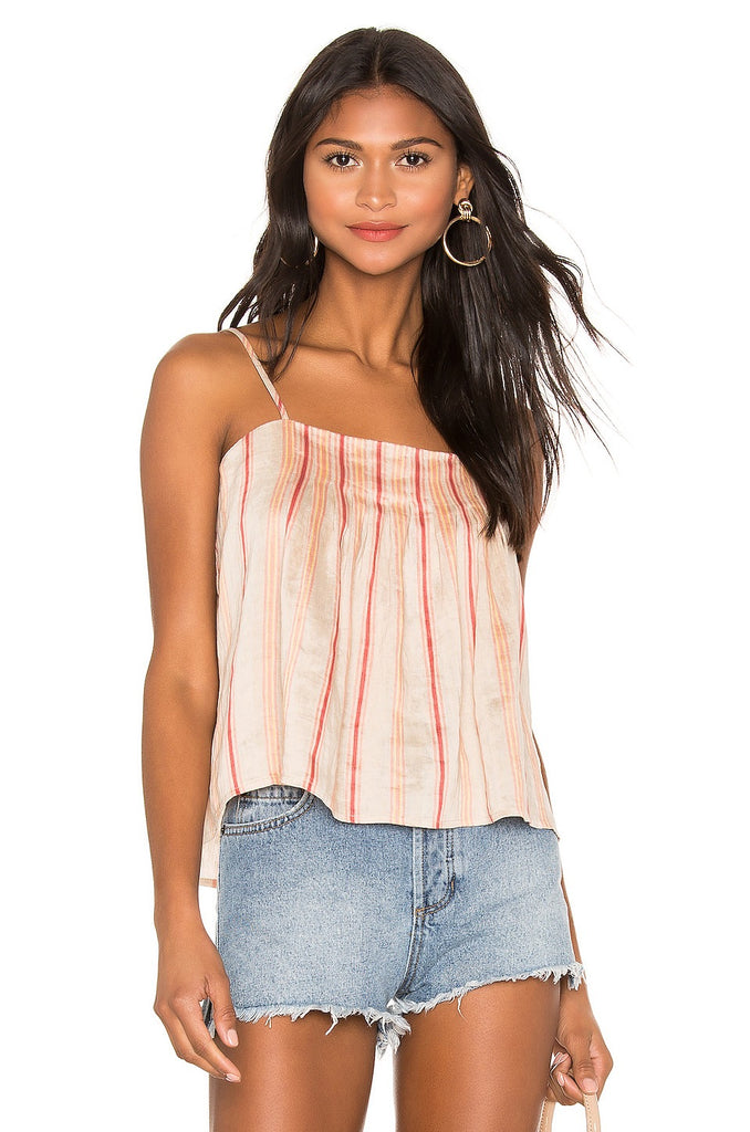 Joie Ariza Striped Linen Sleeveless Tank Top, Porcelain
