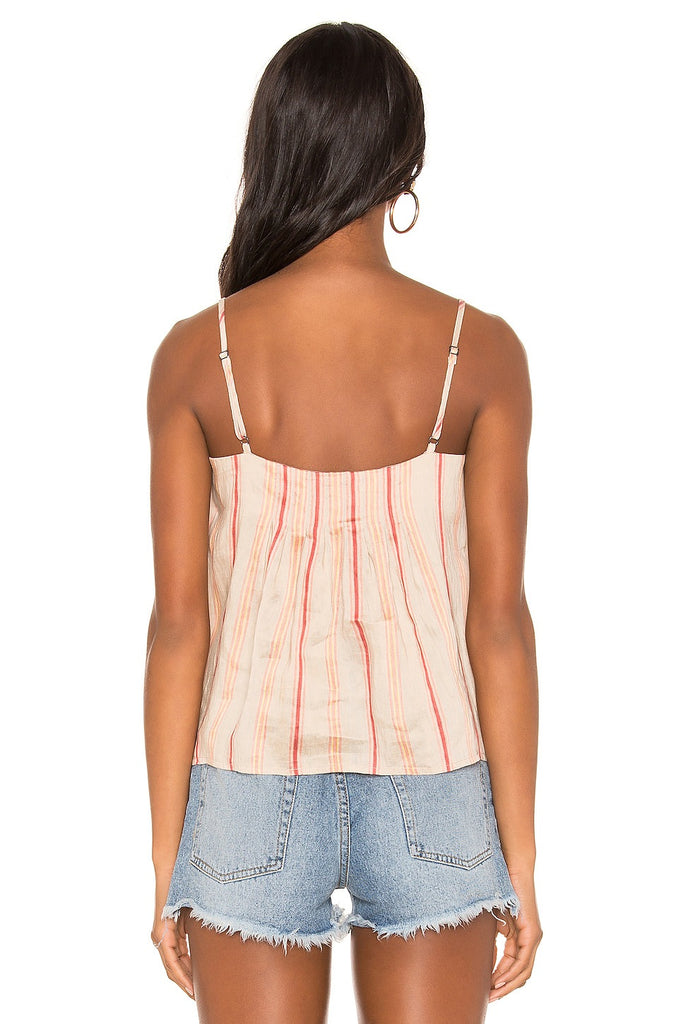 Joie Ariza Striped Linen Sleeveless Tank Top, Porcelain