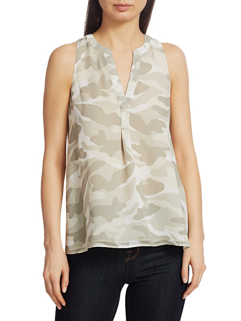 Joie 'Aruna' Camo-Print Silk Sleeveless Top, Silver Sand