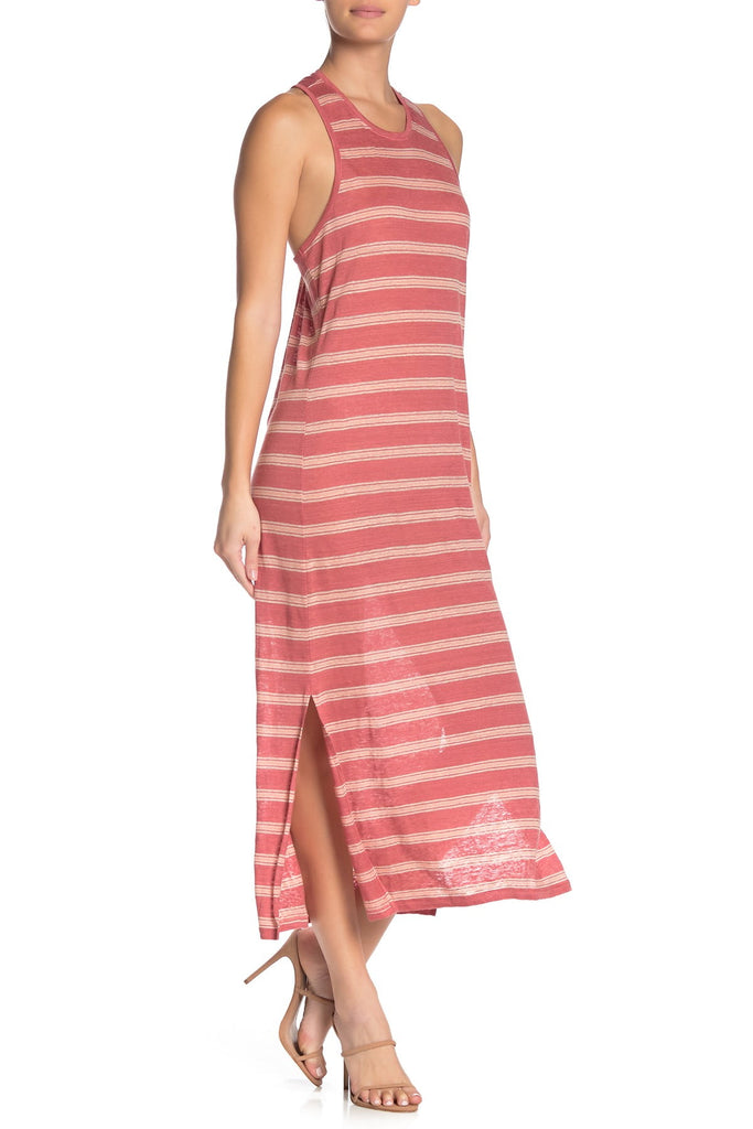 Joie Brellen Twist-Back Striped Linen Maxi Dress, Tropic Red