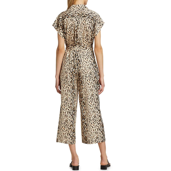 Joie 'Jailee' Animal-Print Cropped Jumpsuit, Ecru