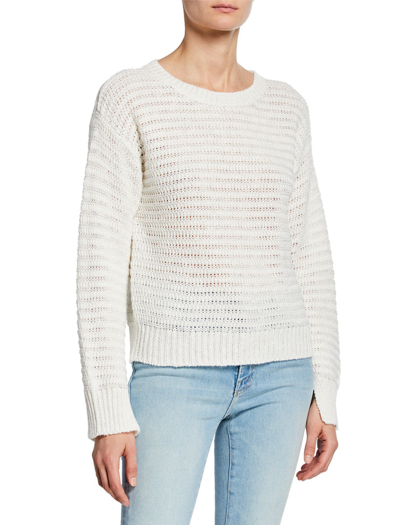 Joie Jayn Open-Knit Crochet Cotton-Blend Sweater, Porcelain