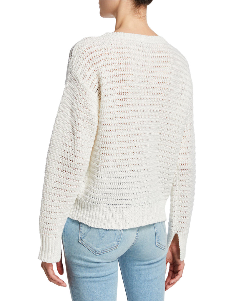 Joie Jayn Open-Knit Crochet Cotton-Blend Sweater, Porcelain