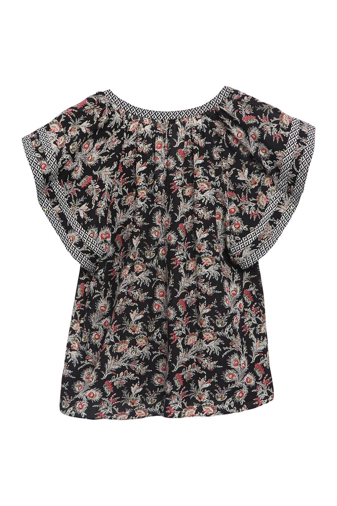 Joie Laurina Floral Print Flutter Sleeve Top, Caviar