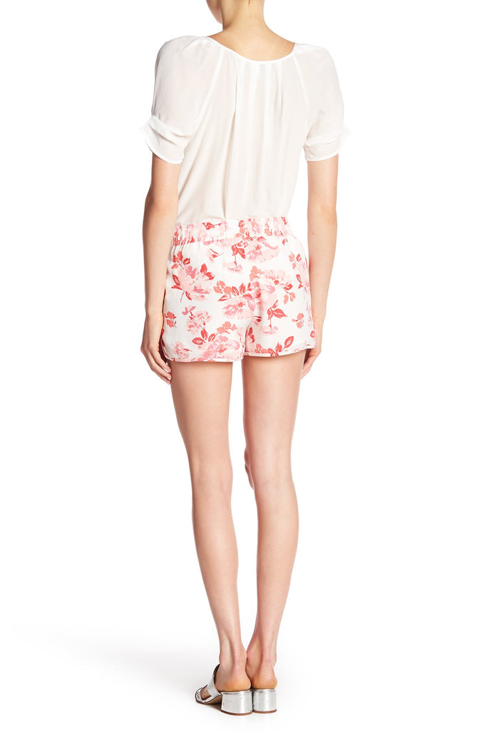 Joie Layana Floral Print Tie-Front Silk Shorts, Soft Pink