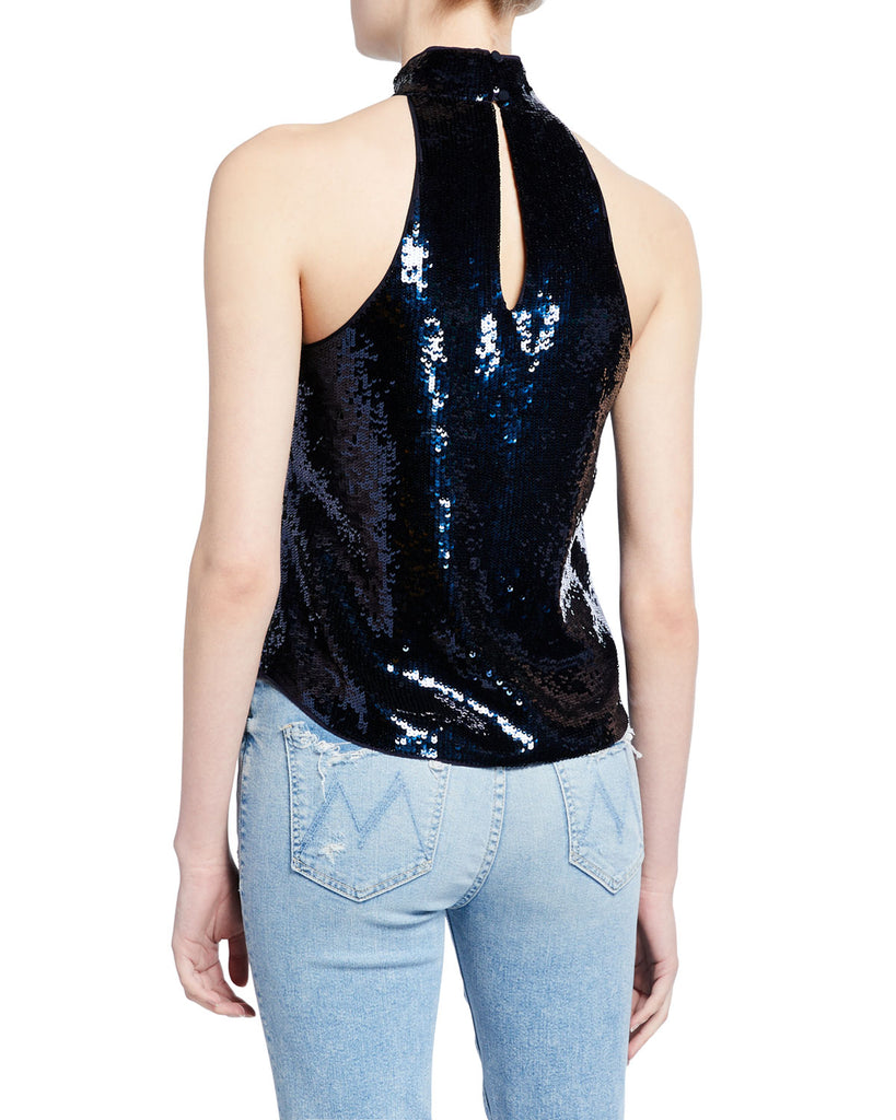 Joie Lei Lei Sleeveless Sequin Mock Neck Top, Midnight Blue