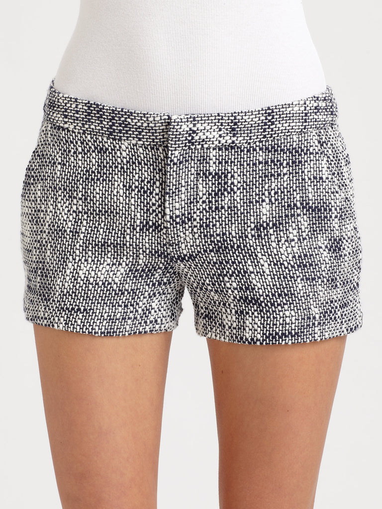 Joie Merci Cotton-Blend Tweed Shorts, Harbor Blue/Porcelain