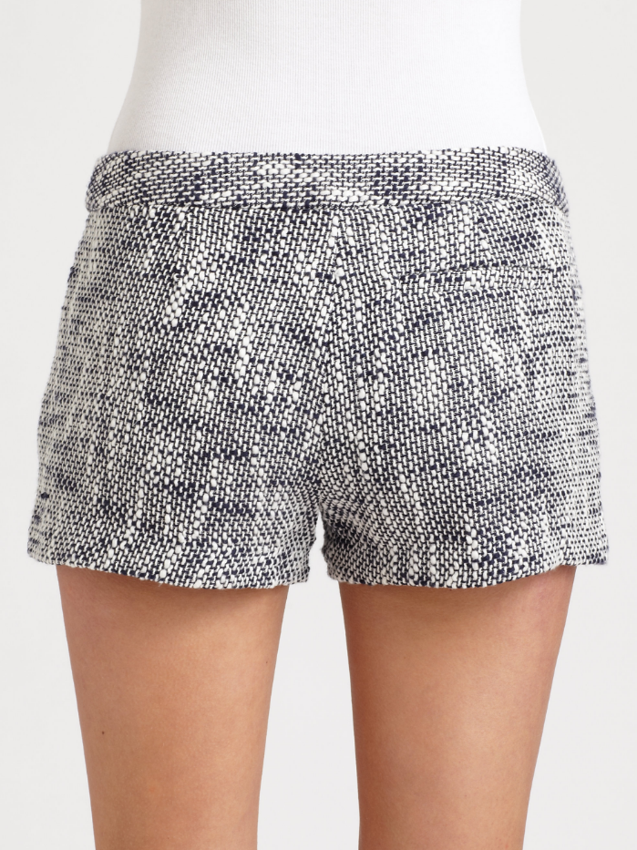 Joie Merci Cotton-Blend Tweed Shorts, Harbor Blue/Porcelain