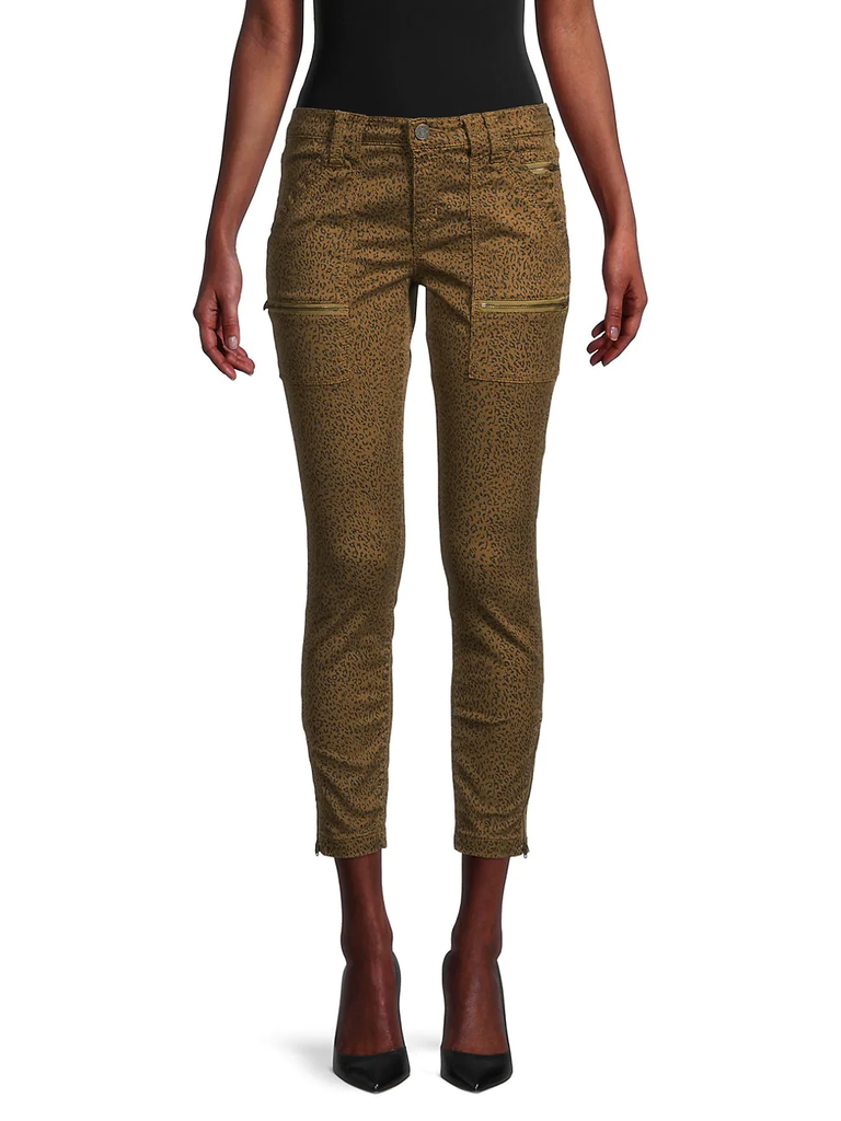 Joie Park Skinny Utility Animal Print Crop Pants, Lacquer