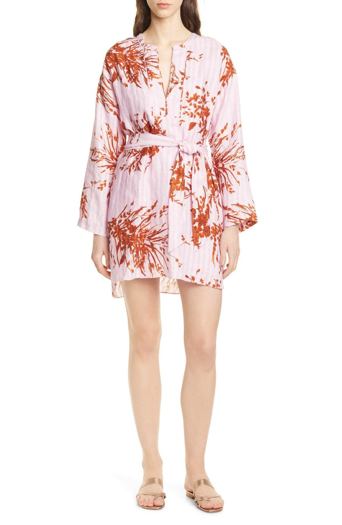 Joie Sunada Floral Print Linen Dress, Fleur D-Isle Pink