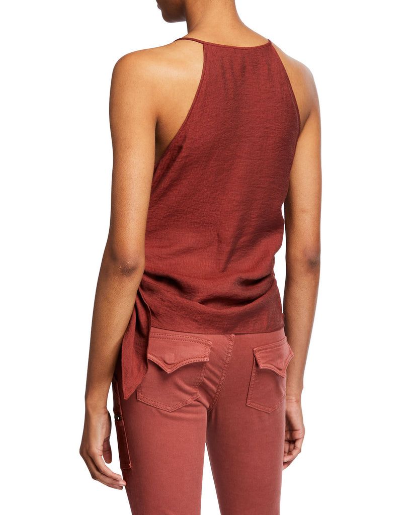 Joie Terika Side-Tie Wrap-Front Sleeveless Top, Tawny