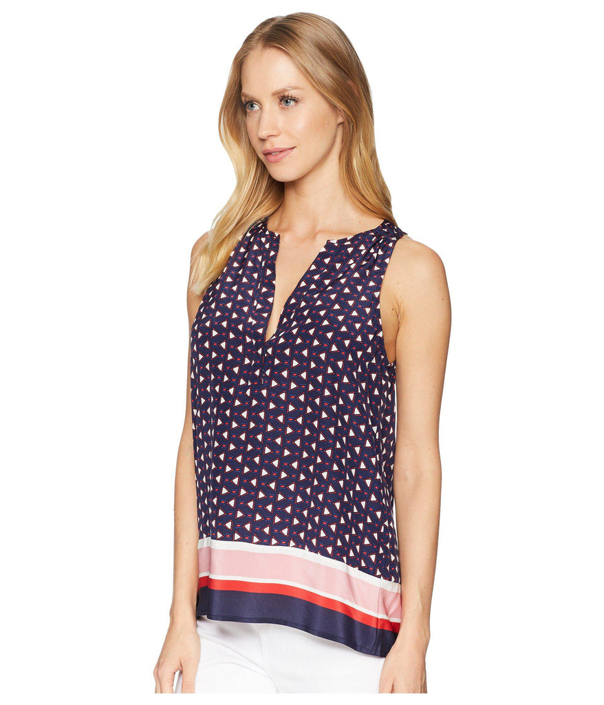 Joie 'Xandry B' Geometric Print Sleeveless Silk Top, Dark Navy