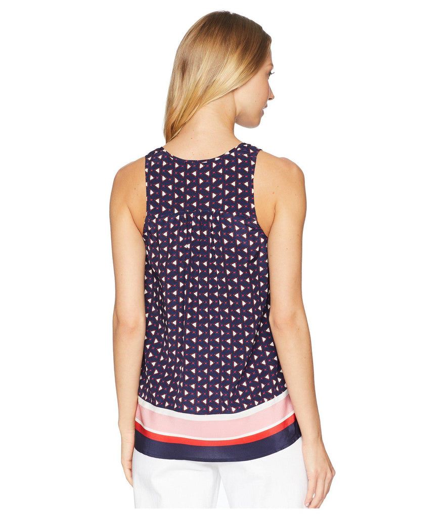 Joie 'Xandry B' Geometric Print Sleeveless Silk Top, Dark Navy