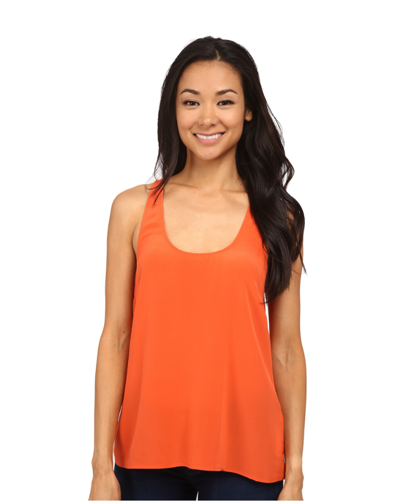 Joie Zumila Sleeveless Silk Racerback Tank Top, Orange Glaze