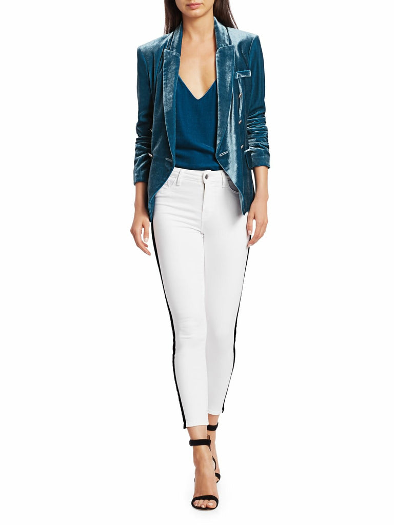 L'Agence 'Kenzie' Double Breasted Velvet Blazer, Cortez Blue