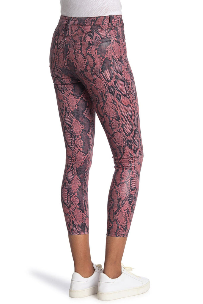 L'AGENCE Margot Aurora Coated Snake-Print Skinny Jeans, Garnet