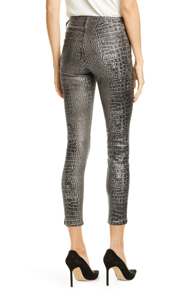 L'AGENCE Margot High Rise Skinny Jeans, Chestnut/Black Croc Foil
