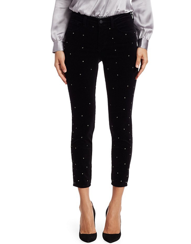 Joie Laurelle High Waist Button-Fly Cropped Jeans, Caviar