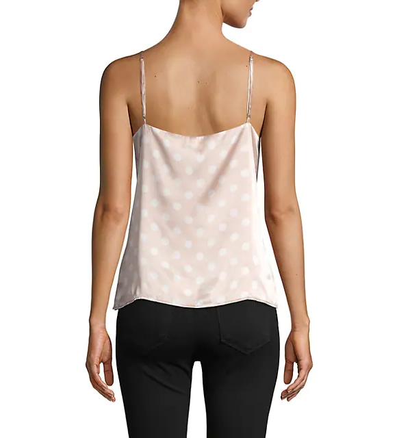 L’Agence Jane Dot-Print Silk Camisole Tank Top, Petal/Ivory