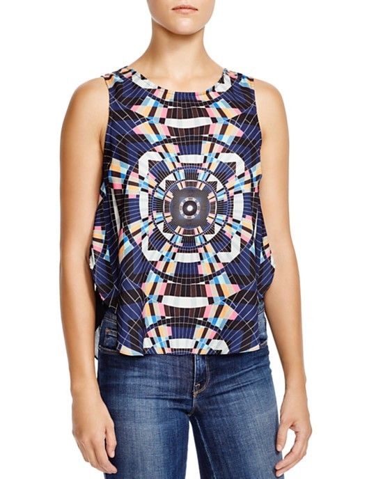 Mara Hoffman Crêpe de Chine Printed-Front Sleeveless Top, Multi