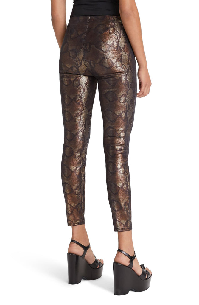 MOTHER The Looker Snake Print High Waist Skinny Pants, Metallic Copper