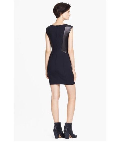 Rag & Bone 'Calder' Leather Combo Stretch Sleeveless Dress, Black