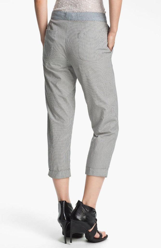Rag & Bone Pinstriped Seersucker Beach Pants, Black/Ivory/Blue