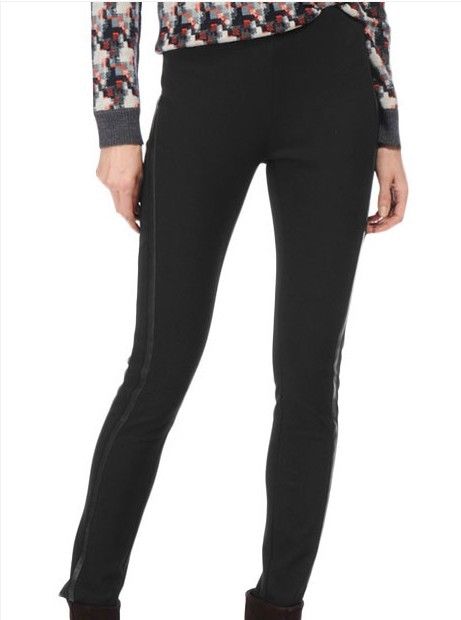 Rag & Bone Leather-Trimmed 'Van Dyke' Leggings, Black