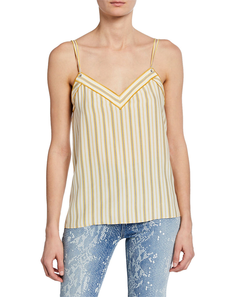 Rag & Bone Ilona Striped Silk Sleeveless Tank Top, Ivory Multi