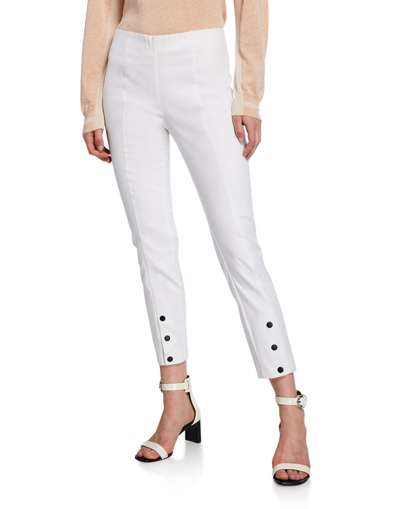 Rag & Bone Simone Snap-Front Stretch Cotton Pants, White