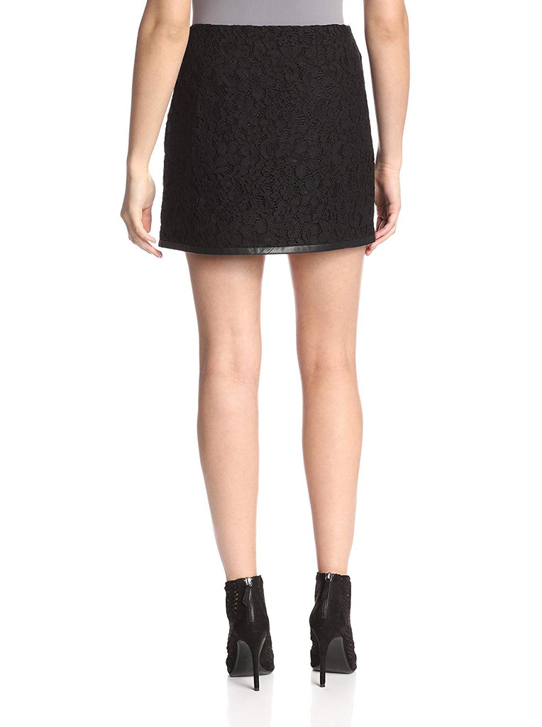 Rebecca Taylor Lace Faux-Wrap Mini Skirt, Black